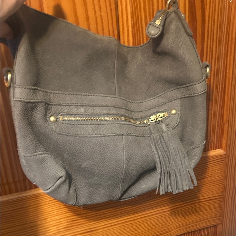 Cowgirl suede Chic Gray Hobo Bag with Tassel by [Brand]